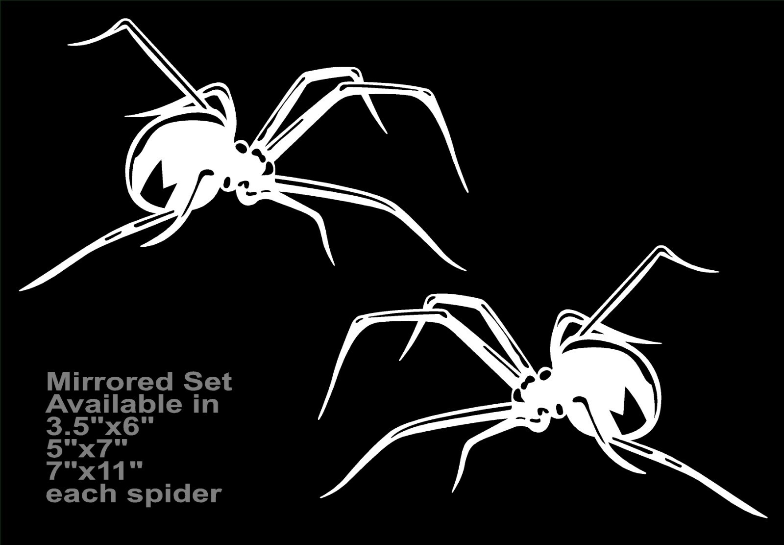 Spider Decal Mirrored Image Set Crawling vinyl car motorcycle decals sticker