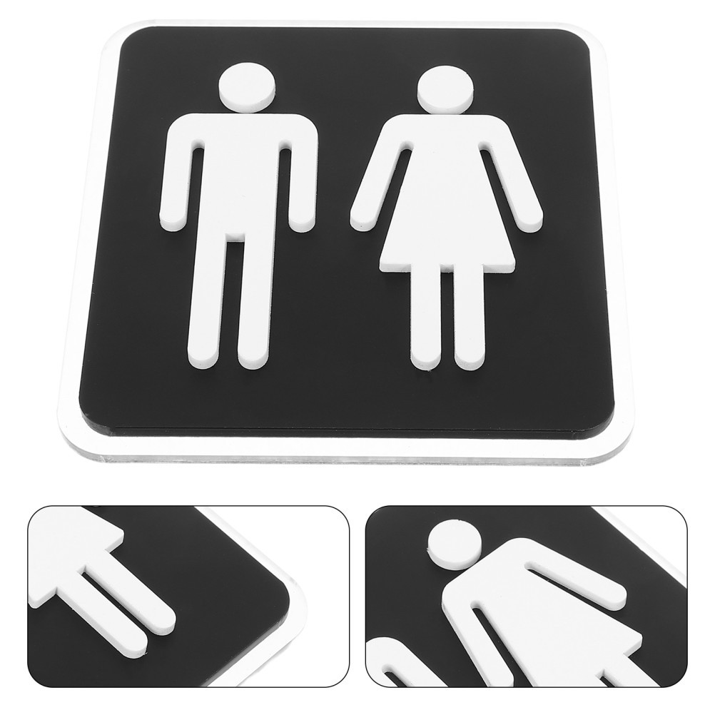 Unisex Restroom Sign: 3.94 X 3.94 Inches Black Acrylic Sign with Strong
