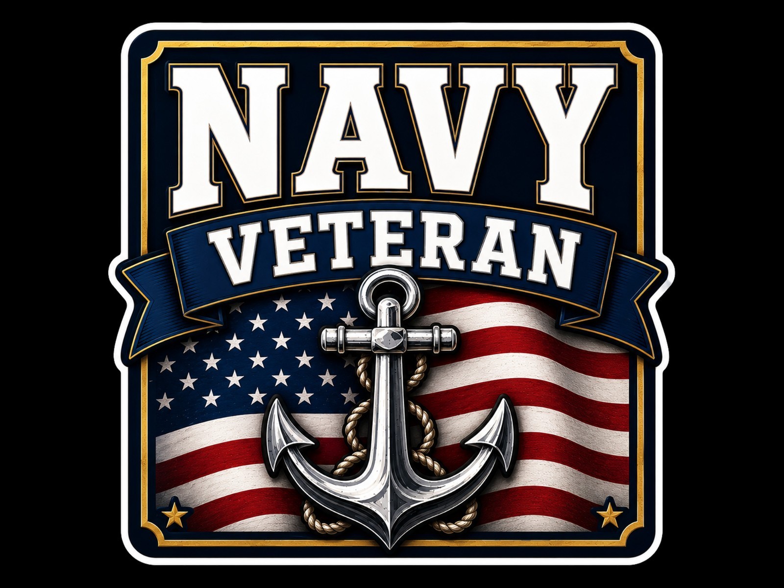 Navy Veteran Anchor Decal Sticker Set of 2 Weather Res. Car Laptop Window