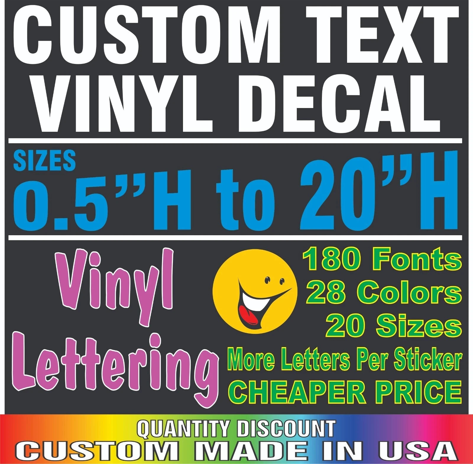 Custom Text Vinyl Lettering Sticker Decal Window Wall Business Car Name Boat RV