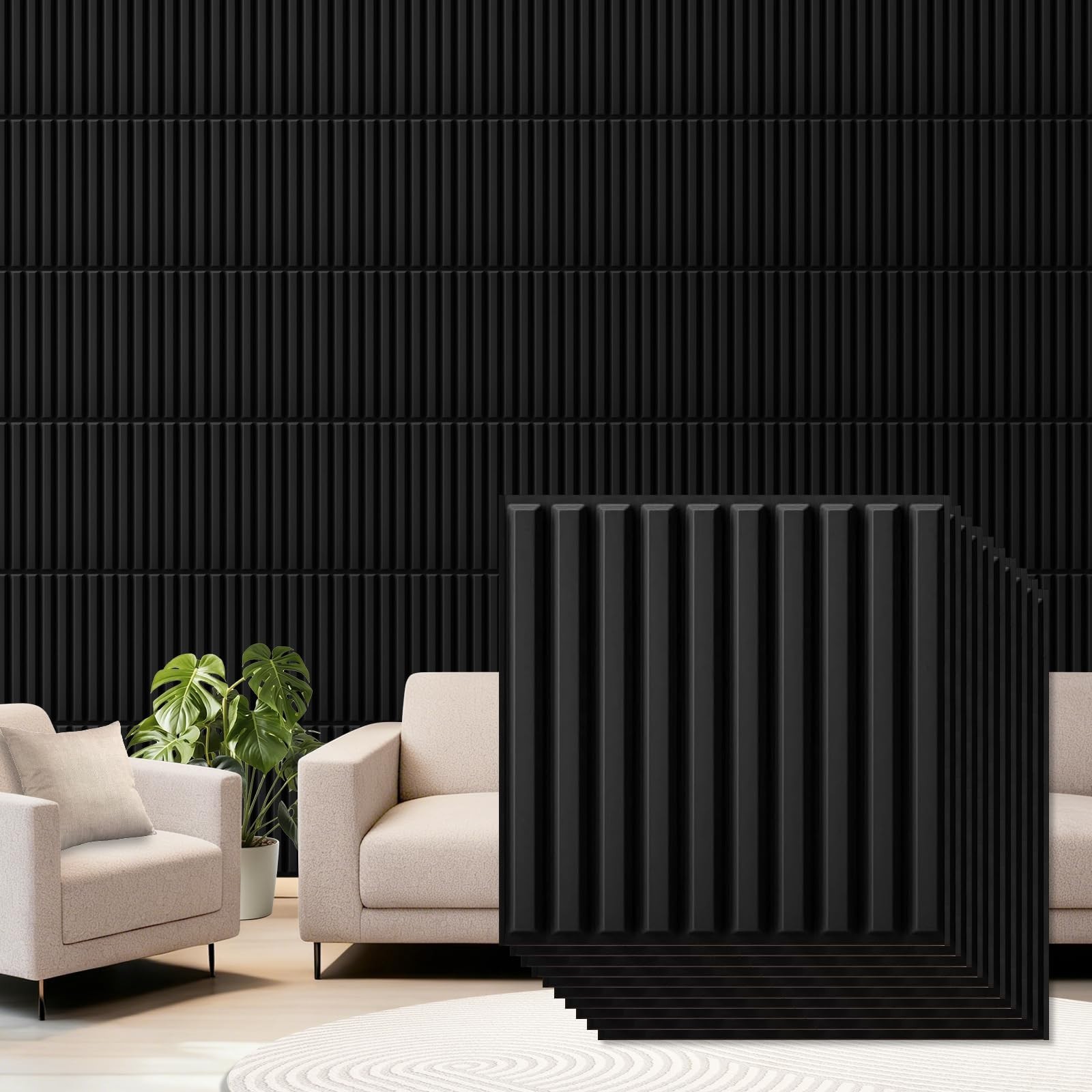 33 Pcs 3D PVC Wall Panels 12x12in Textured Decorative Tiles DIY Interior Decor