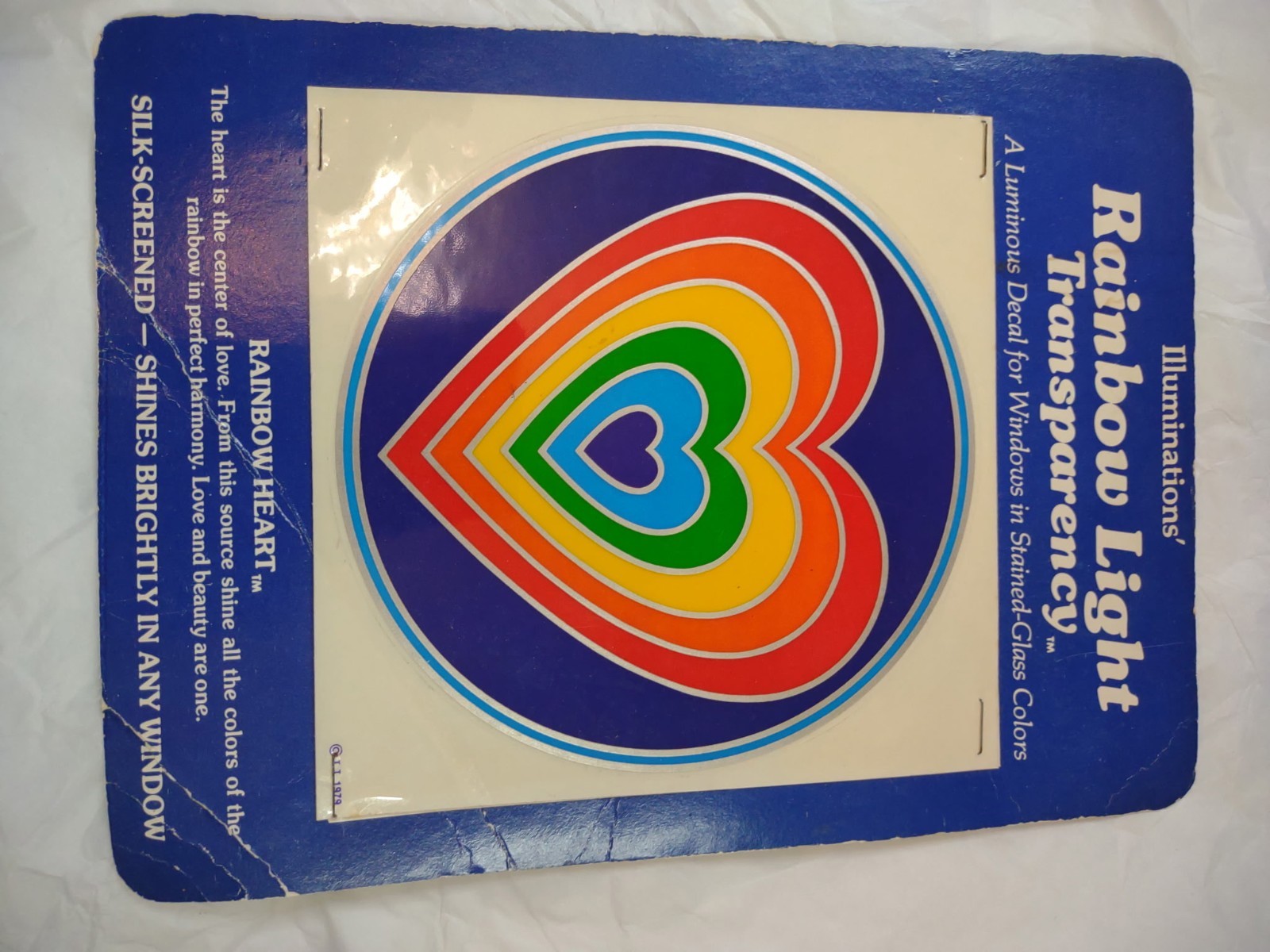 Illuminations Transparent Rainbow Heart Window Decal Multicolor Vintage