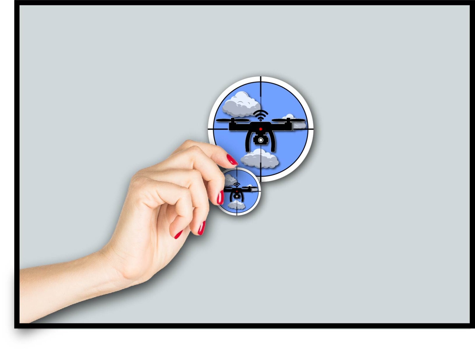 Drone Crosshairs Decal Sticker Spies Drones Citizen Privacy Zone Spy Anti-Drone