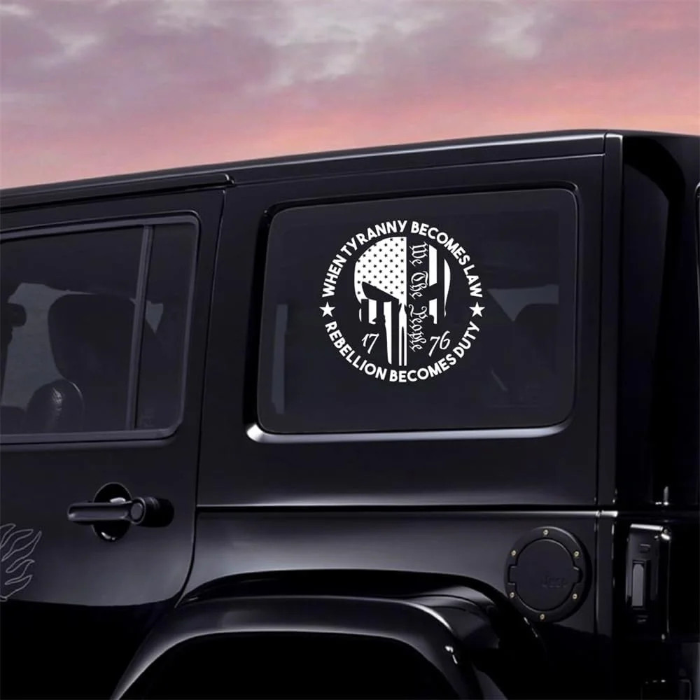 1776 We The People Vinyl Car Decal US Flag Skull Patriotic | Premium UV-Printed