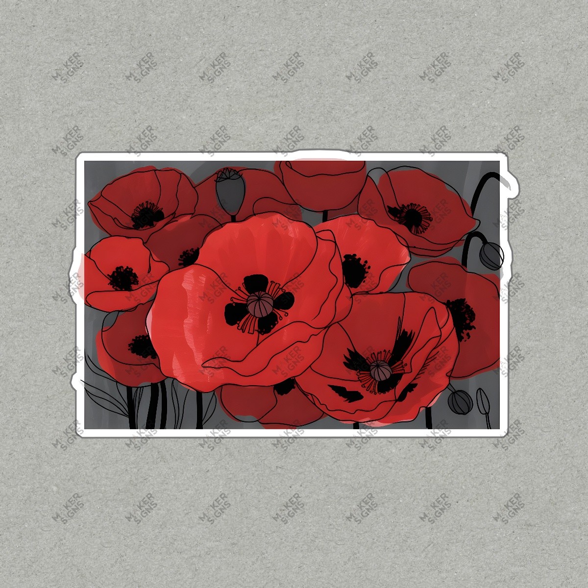 Vibrant Red Poppy Flowers Art Print Floral Wall Decor Modern Home #8203