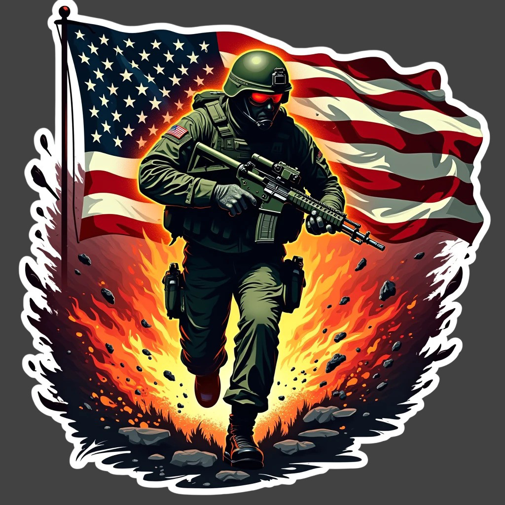 Army Soldier American Flag Sticker Vinyl Decal Military Tactical Patriotic 7"