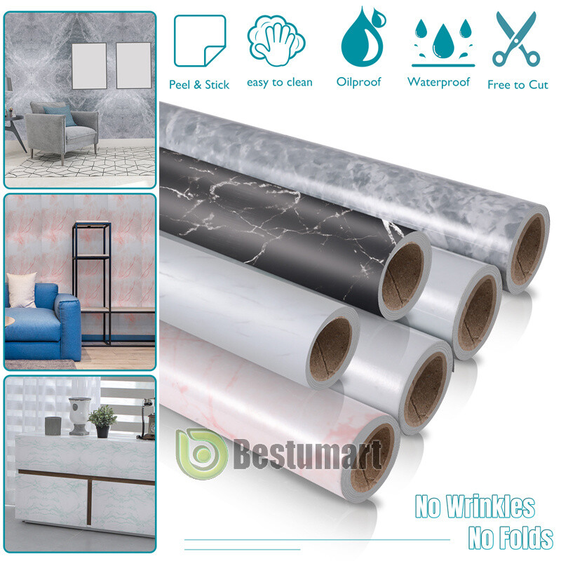 Marble Wall Paper Self Adhesive Peel&Stick Wallpaper PVC Kitchen Countertop 10ft