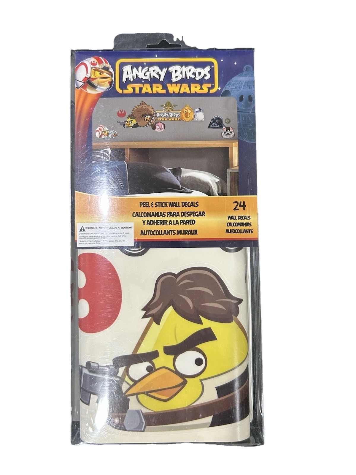 NIP-Angry Birds Star Wars Peel and Stick Appliqués Decals! 24 Reusable Decals!!!