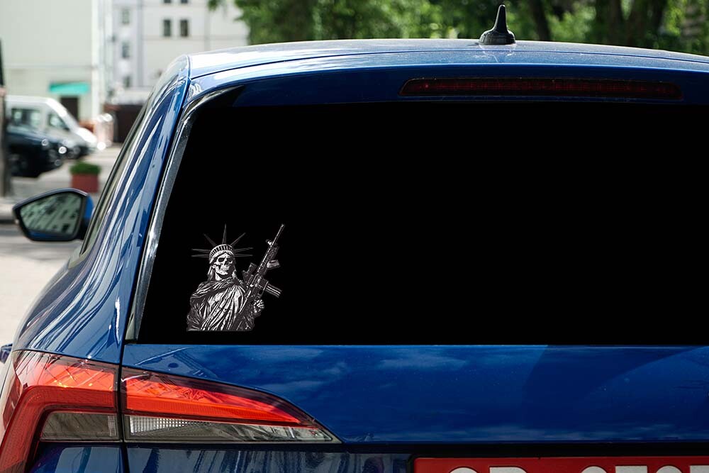 Statue of Liberty Gun Vinyl Decal Sticker for Car Laptop Water Bottle Waterproof