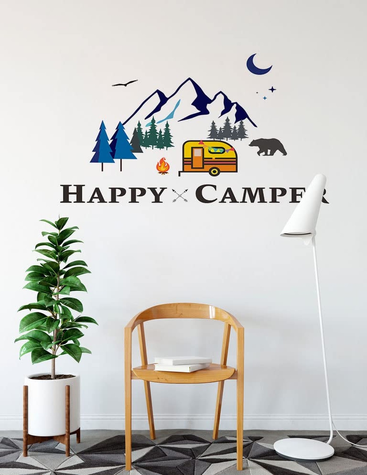 Funny Happy Camper Sticker Decals, Adventure Theme Explore Decor Tribal Hikin…