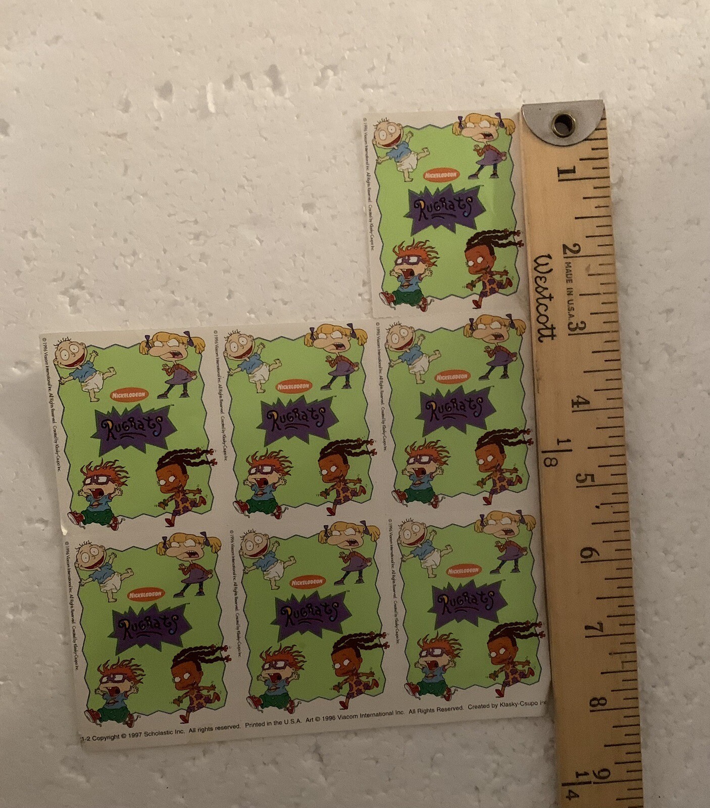 Rugrats Stickers Scholastic Viacom 1996 Sheet of 7 Stickers Printed USA