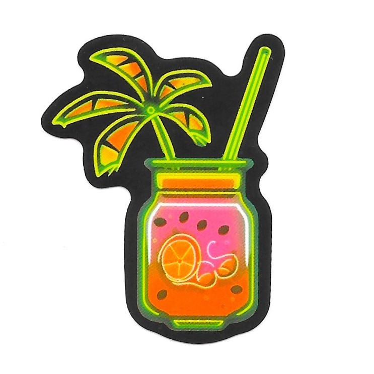 Neon Tropical Drink Vinyl Sticker Summer Smoothie Retro Glow Decal Laptop Art