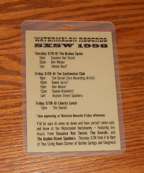 Watermelon Records SXSW ’98 Pass Card Promo 5.5×4