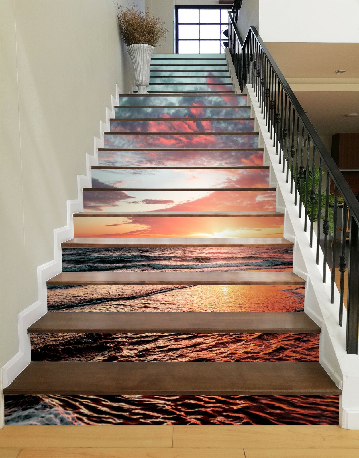 3D Sunset Sea ZHU619 Stair Risers Decoration Photo Mural Vinyl Wallpaper Amy