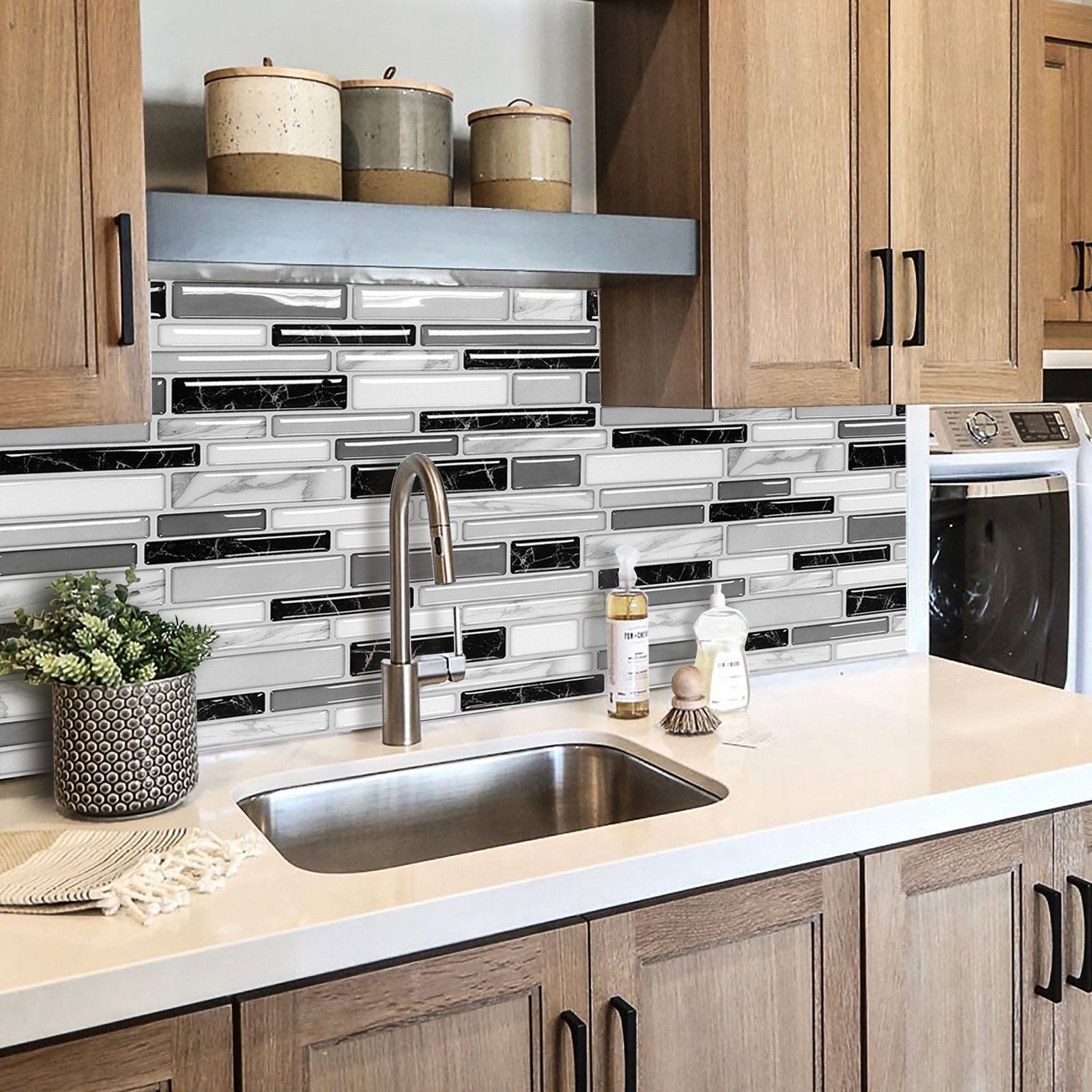 5 Grey Marble Tile Stickers 12×12" Self Adhesive Backsplash Waterproof 5 Sq Ft