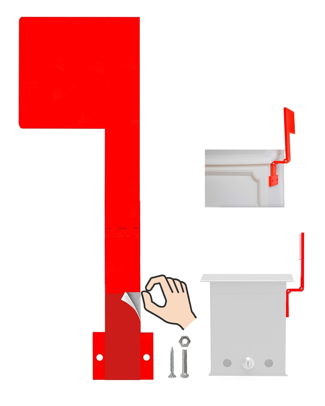 Wall Mount Mailbox Flag (Adhesive or Screw Installation) – Folding 180