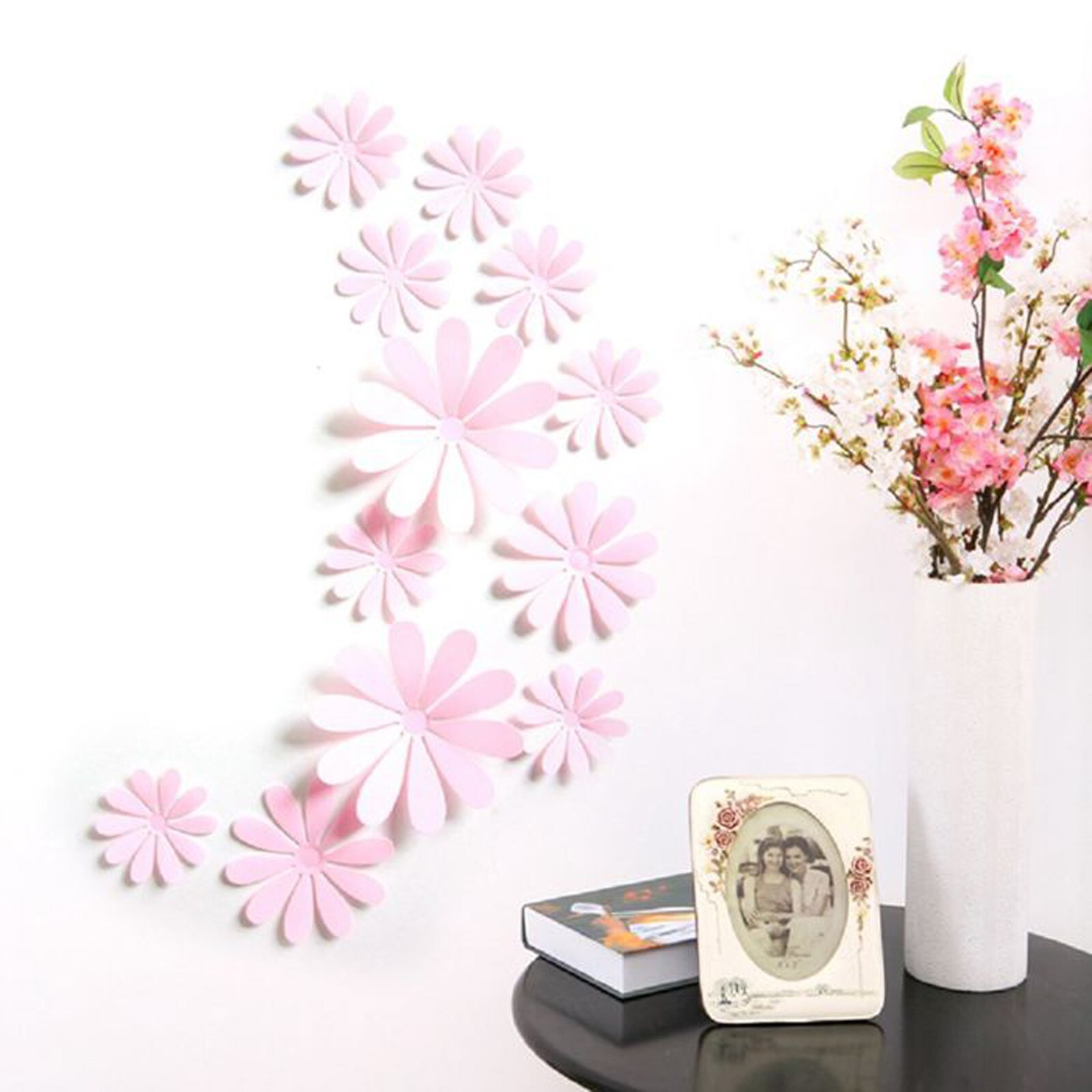 12 pcs 3d flower wall sticker decor, party, wedding, diy, home decorations