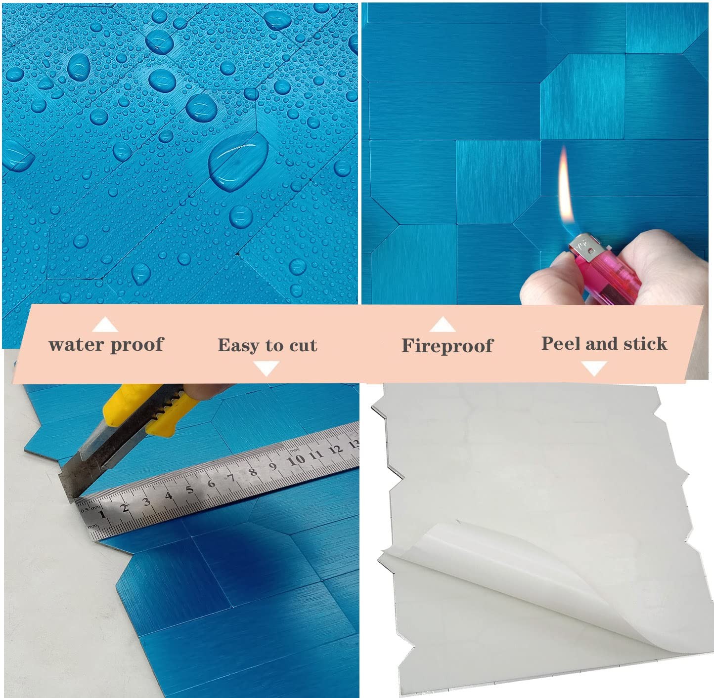 7-Sheet Peel and Stick Metal Backsplash Tiles, Self Adhesive Multiple-Shapes …