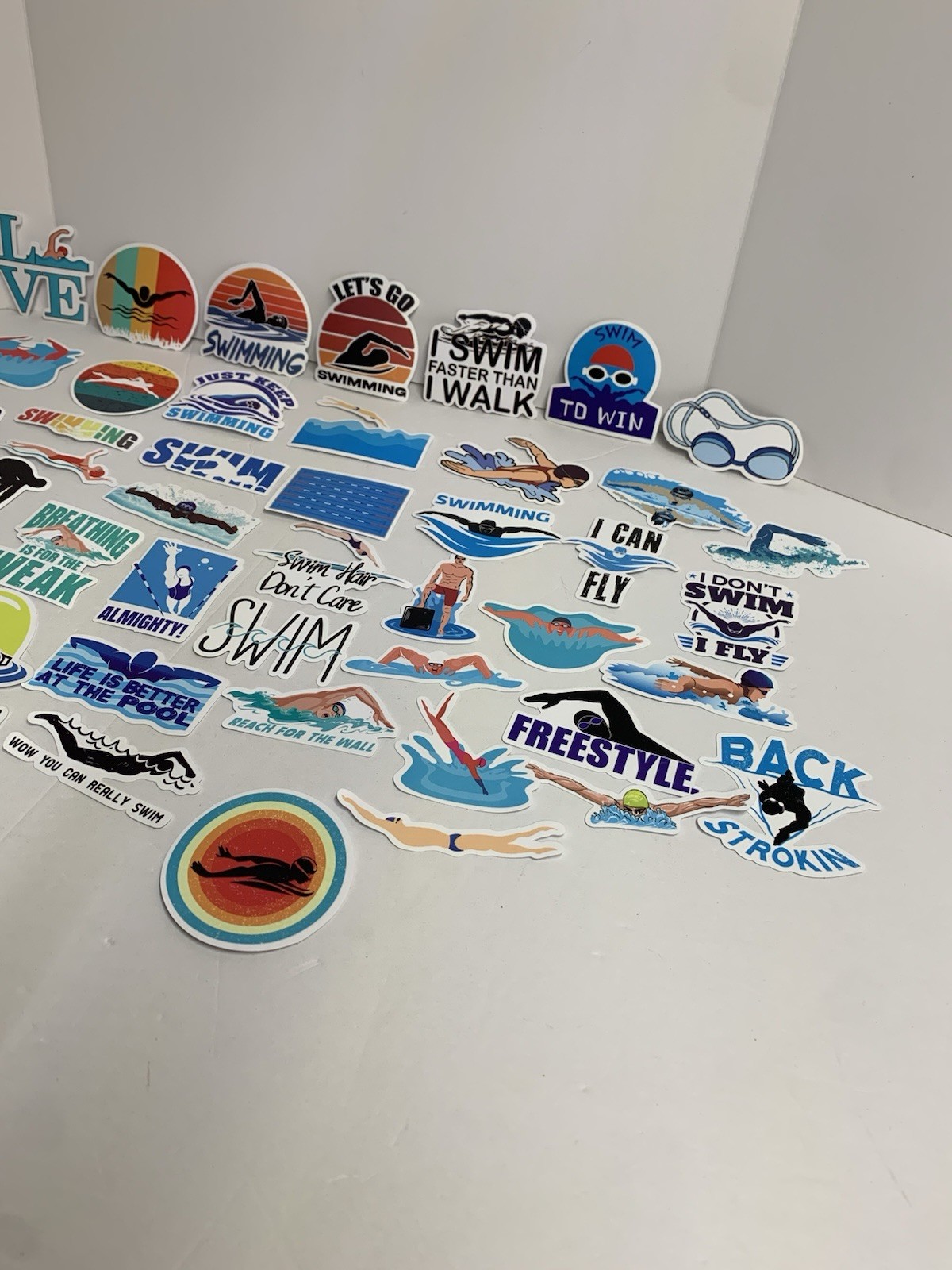 50 Swimming Stickers – Vinyl Waterproof Swim Theme for Kids and Adults (#26541)
