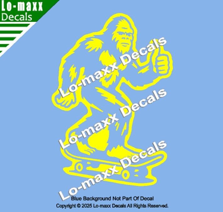 Sasquatch Yeti Skateboard Car Truck Funny Bigfoot Vinyl Sticker Die Cut Decal