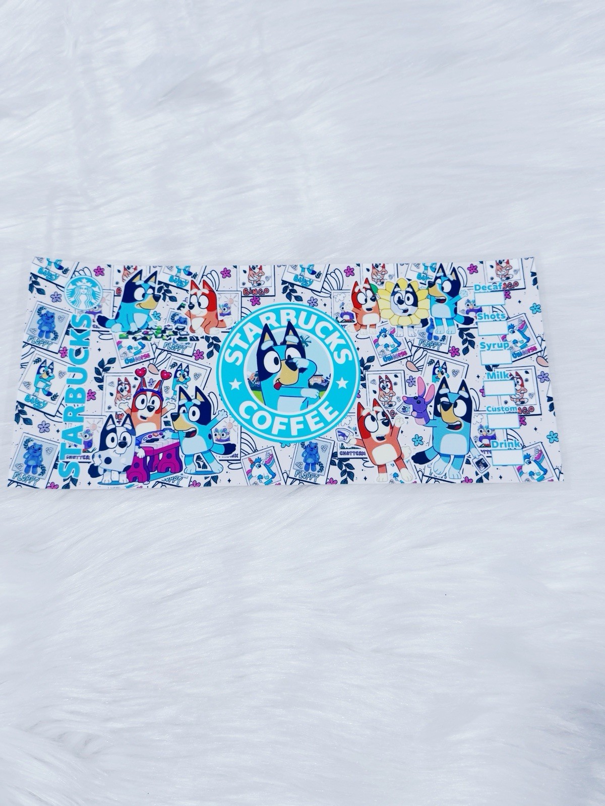 Bluey UV DTF Cup Wraps for 16 oz Glass Cups, 8 Sheets Transfers Variety
