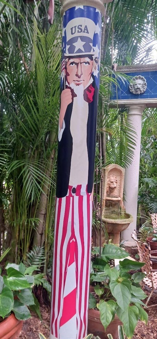 US Flag And Uncle Sam Column Wrap – Square, Round, Or Simply Hang-With Grommets.