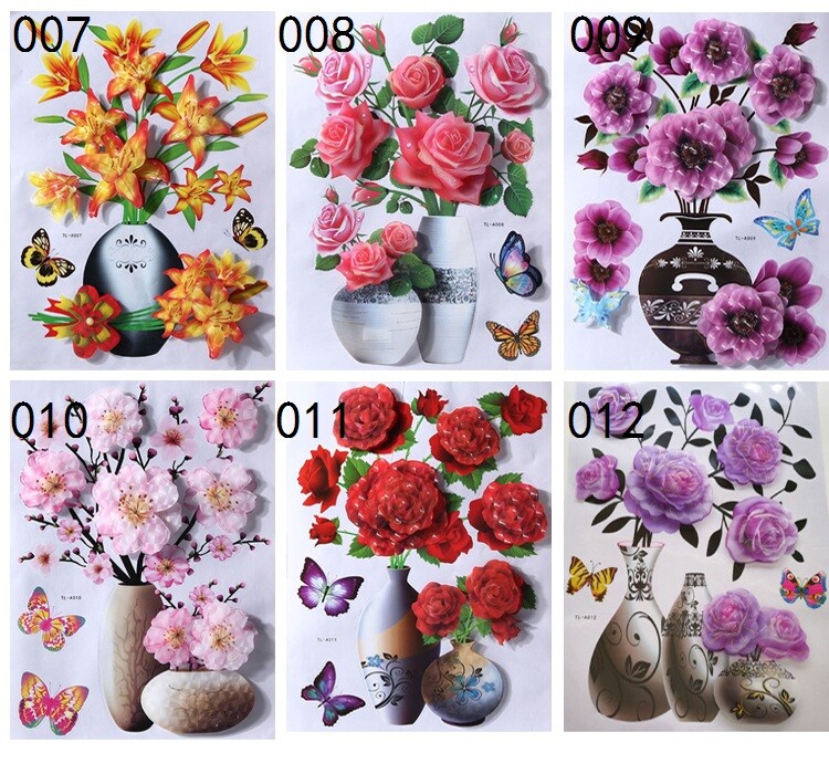 3D Flower PVC Sticker Self Adhesive Mural Home Room Furniture Wall Decal Picture