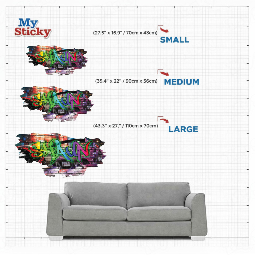 Personalized 3D Graffiti Name Wall Decal – Custom Art Vinyl Decor Sticker