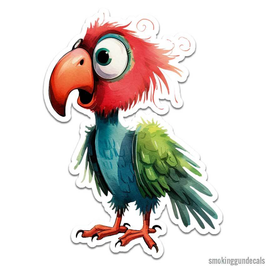 Funny Parrot, Vinyl Decal Sticker, Indoor Outdoor, 3 Sizes, #12492