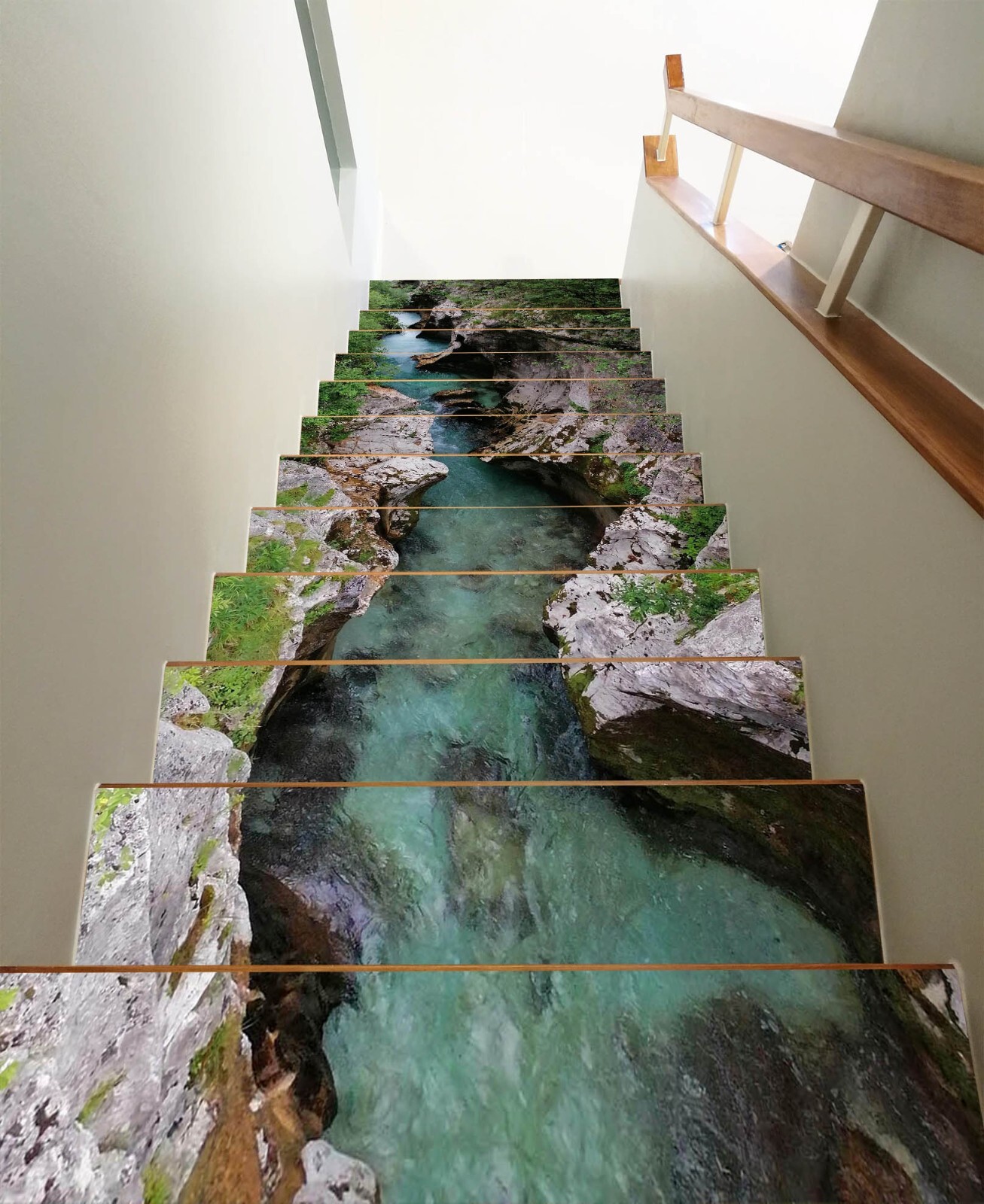 3D Simple Creek W157 Stairs Risers Decoration Photo Mural Vinyl Wallpaper Vera