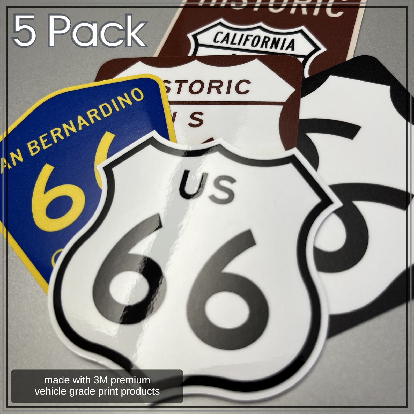 Route 66 Decals 5-pack Made With 3M Vehicle Grade Materials VERY HIGH QUALITY