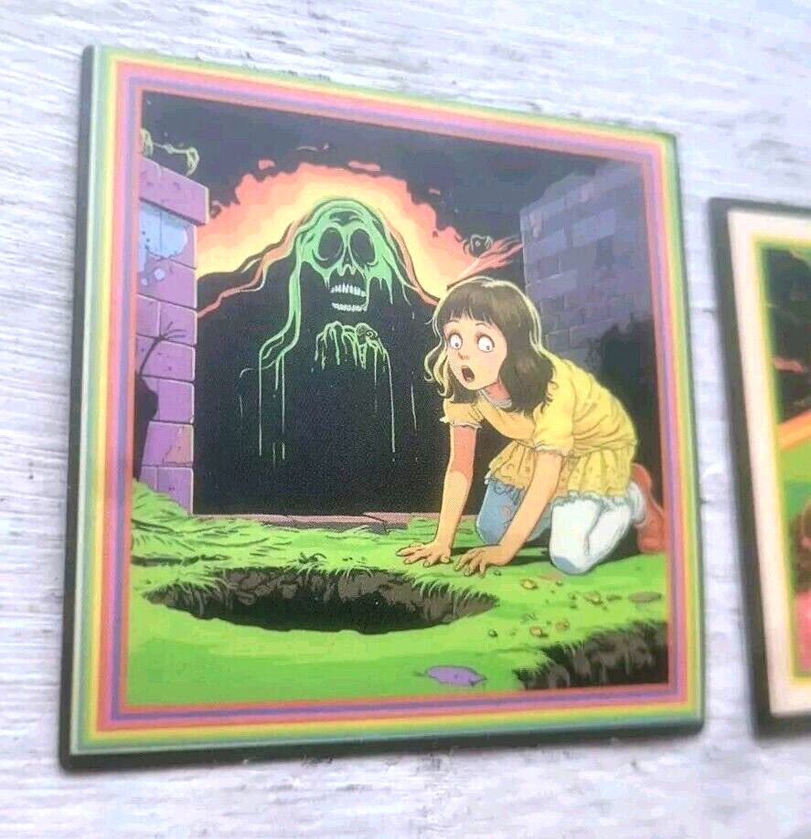 Haunted Active Spirit Negative Creepy Monster And Kids Sticker Lot Of 2 Pcs