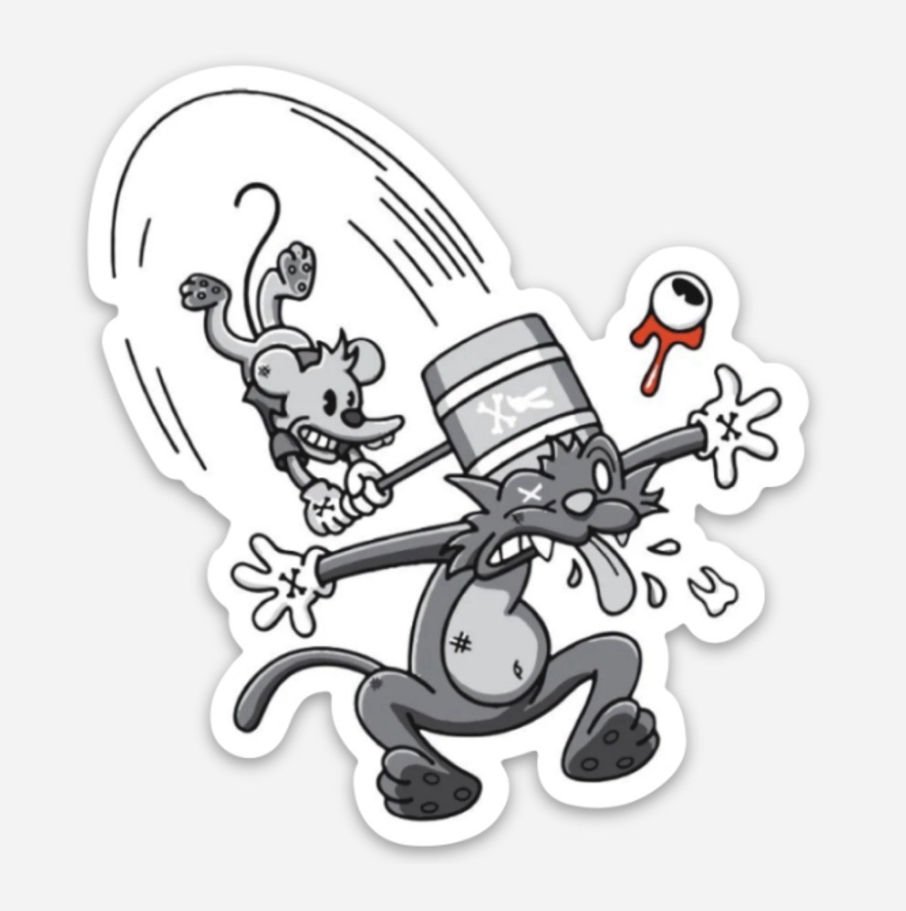 3” Itchy And Scratchy Sticker The Simpsons Decal Matte Finish Dishwasher Safe