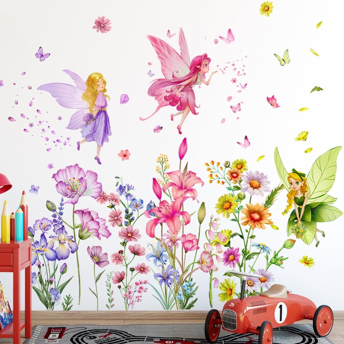 Fairy Wall Decals Fairy Flower Wall Decor Stickers 59×37.4 Inches Baby Nurser…