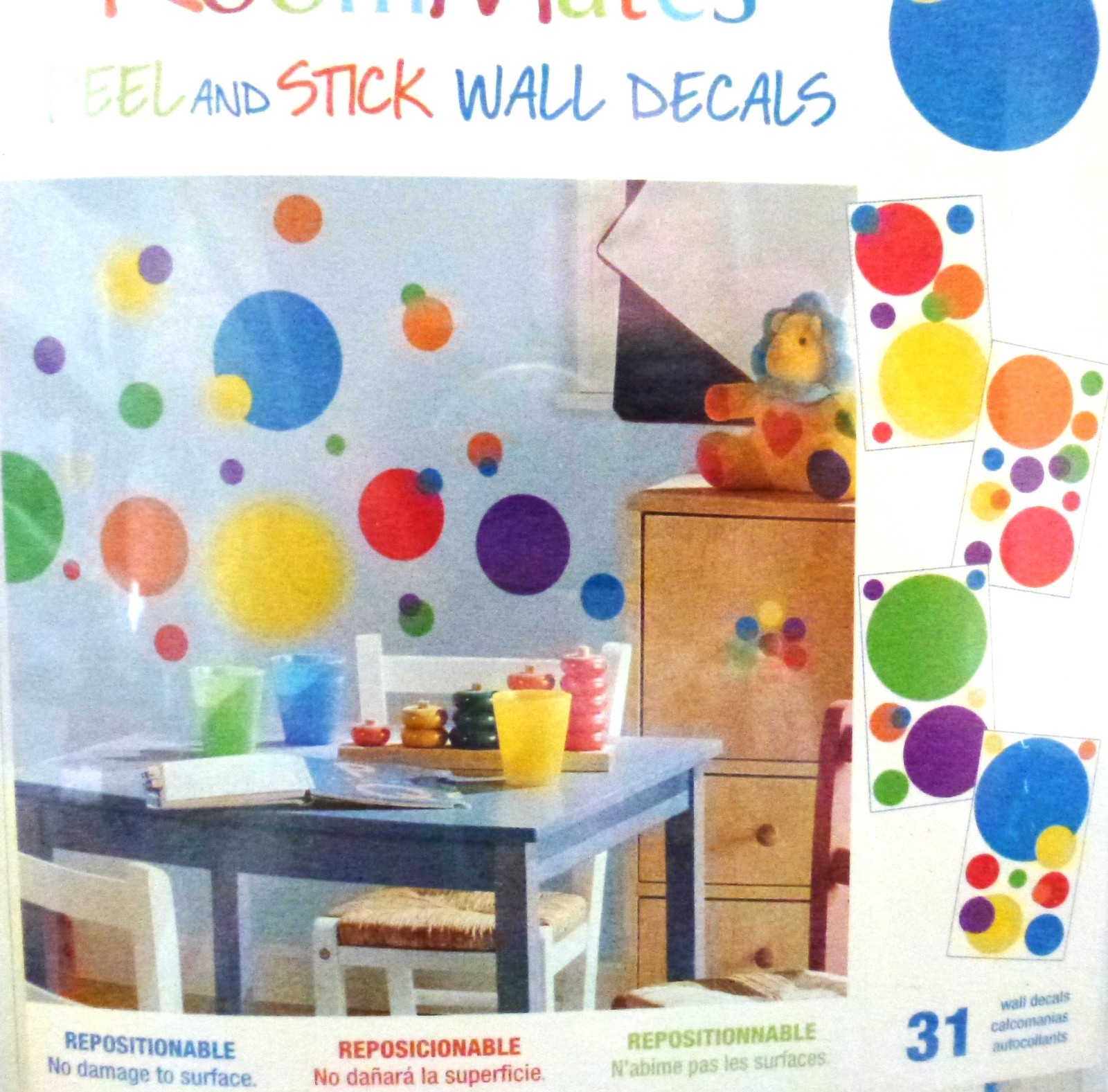 Roommates Multi-Colored Dots Peel & Stick Wall Decals 31 Self-Adhesive Pre-cut