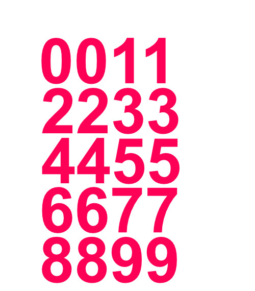 1 3/8" Inch Premium Mailbox Number Vinyl Decal Sticker Sheet (Hot Pink)