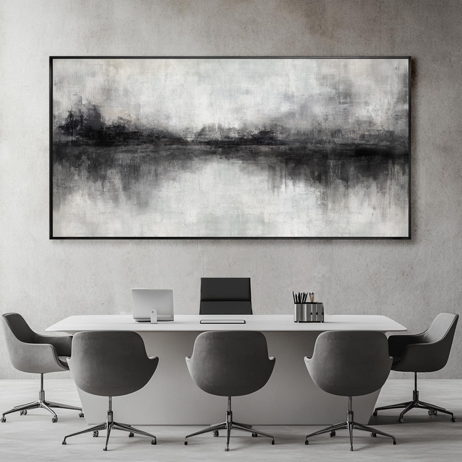 Large Abstract Canvas Wall Art Black and Grey Art Pictures for Wall Decor 29"…
