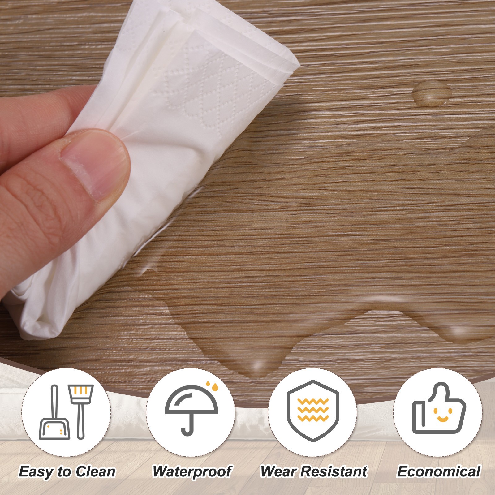 12pcs 36×6" PVC Wood Floor Adhesive Tiles, Light Grey