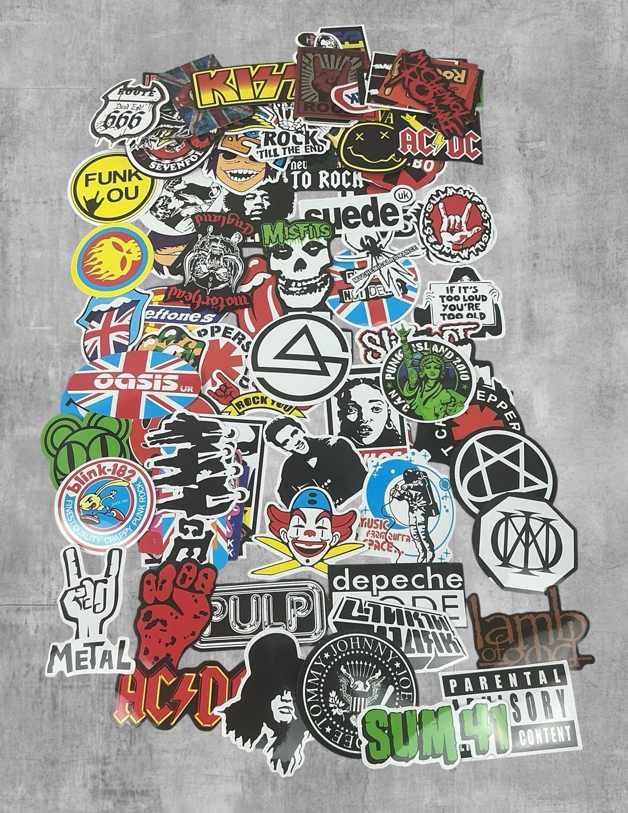100PCS Rock Band Stickers Vinyl Decals AC/DC KISS Misfits Punk Metal Emo