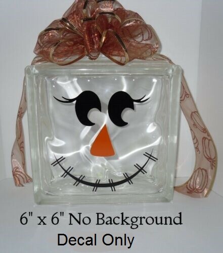 Scarecrow face Halloween decal sticker for DIY 8" Glass Block