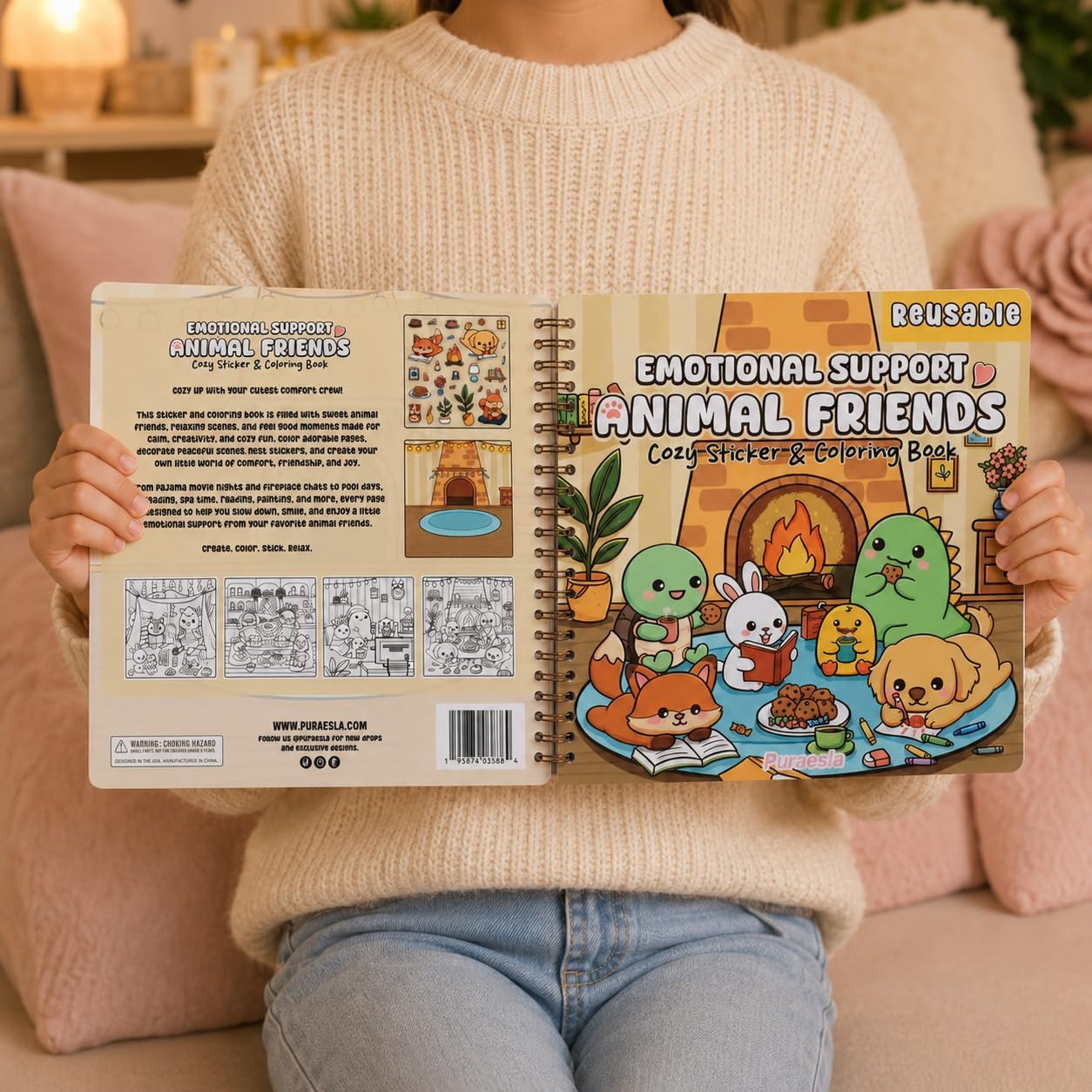 Emotional Support Animal Friends Sticker and Coloring Book – Sticker Scene, Cozy