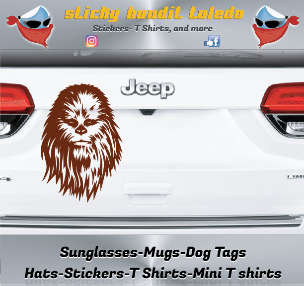 Chewbacca Star Wars Wookie 7 inch window vinyl decal sticker