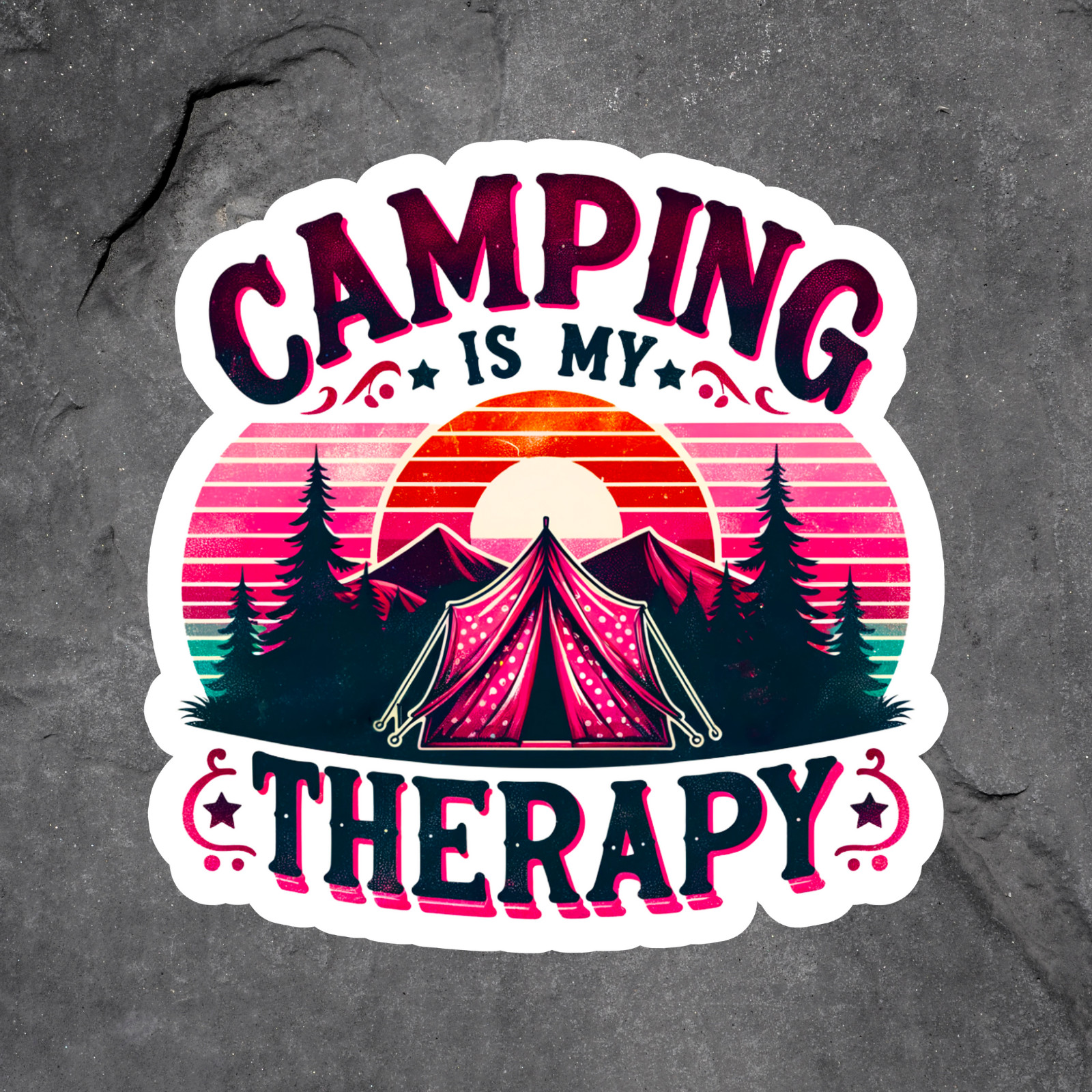 Camping is my therapy sticker vinyl decal pink outdoor adventure camping