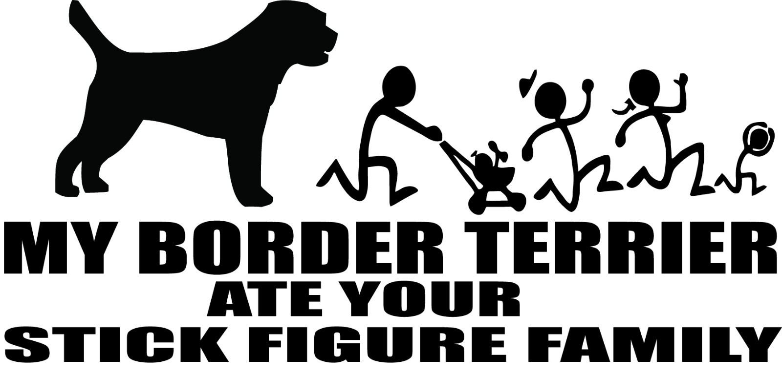 Border Terrier Stick Figure Family Decal – Funny Vinyl Sticker #9021S