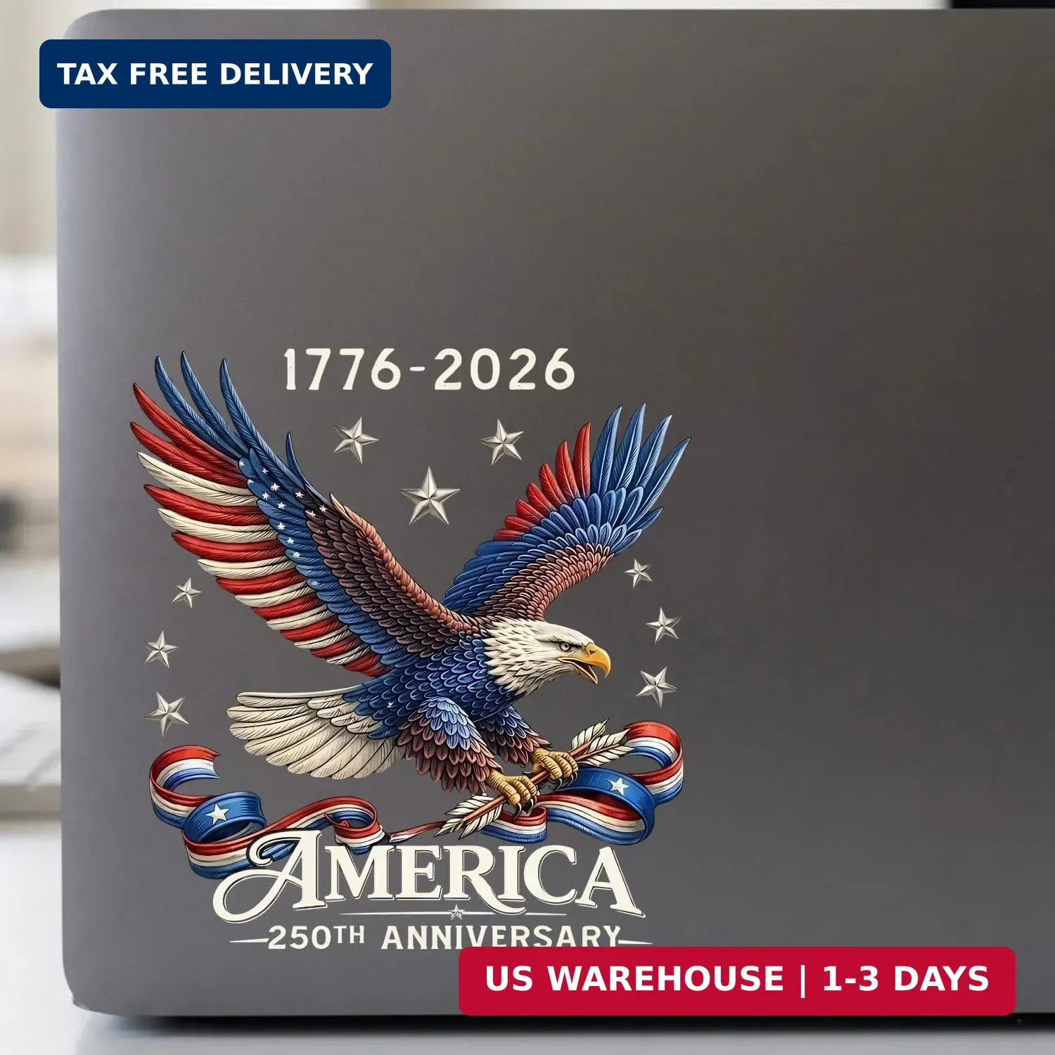 2Pcs 250th Anniversary USA Car Decal Sticker, America 250 Merchandise Vinyl Deca