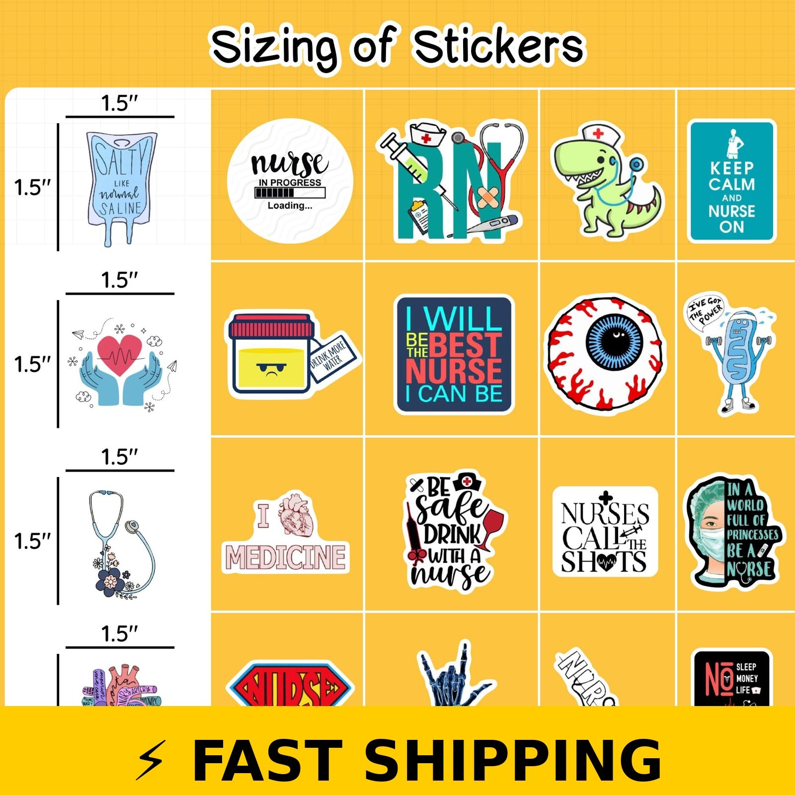 BulbaCraft 100Pcs Funny Nurse Stickers – Medical Decals