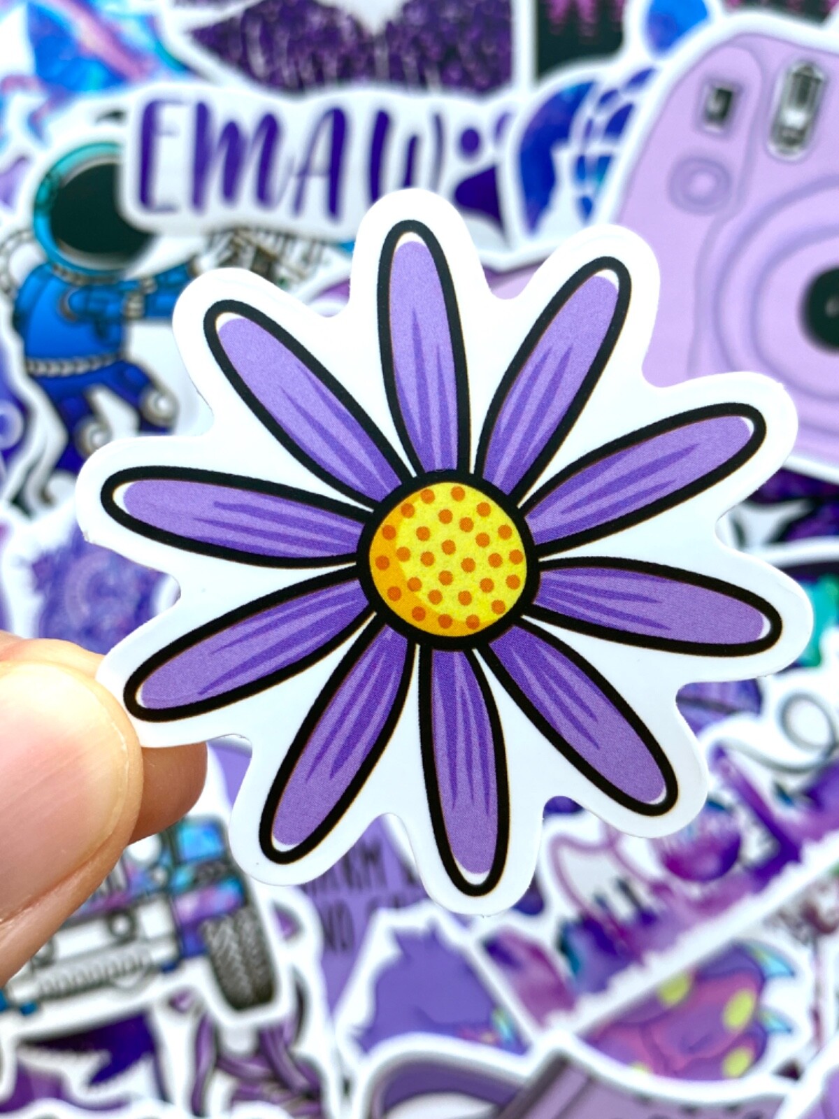 5-50 pcs Kawaii Purple Cute Stickers, Positivity Plant Nature Jeep Flower Decals