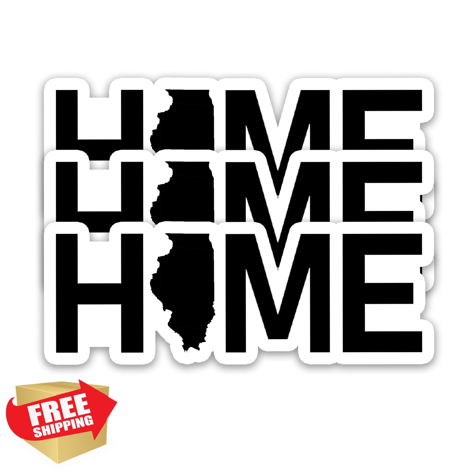 3 Pcs Illinois Map Sticker Waterproof Vinyl 3×1 Inch