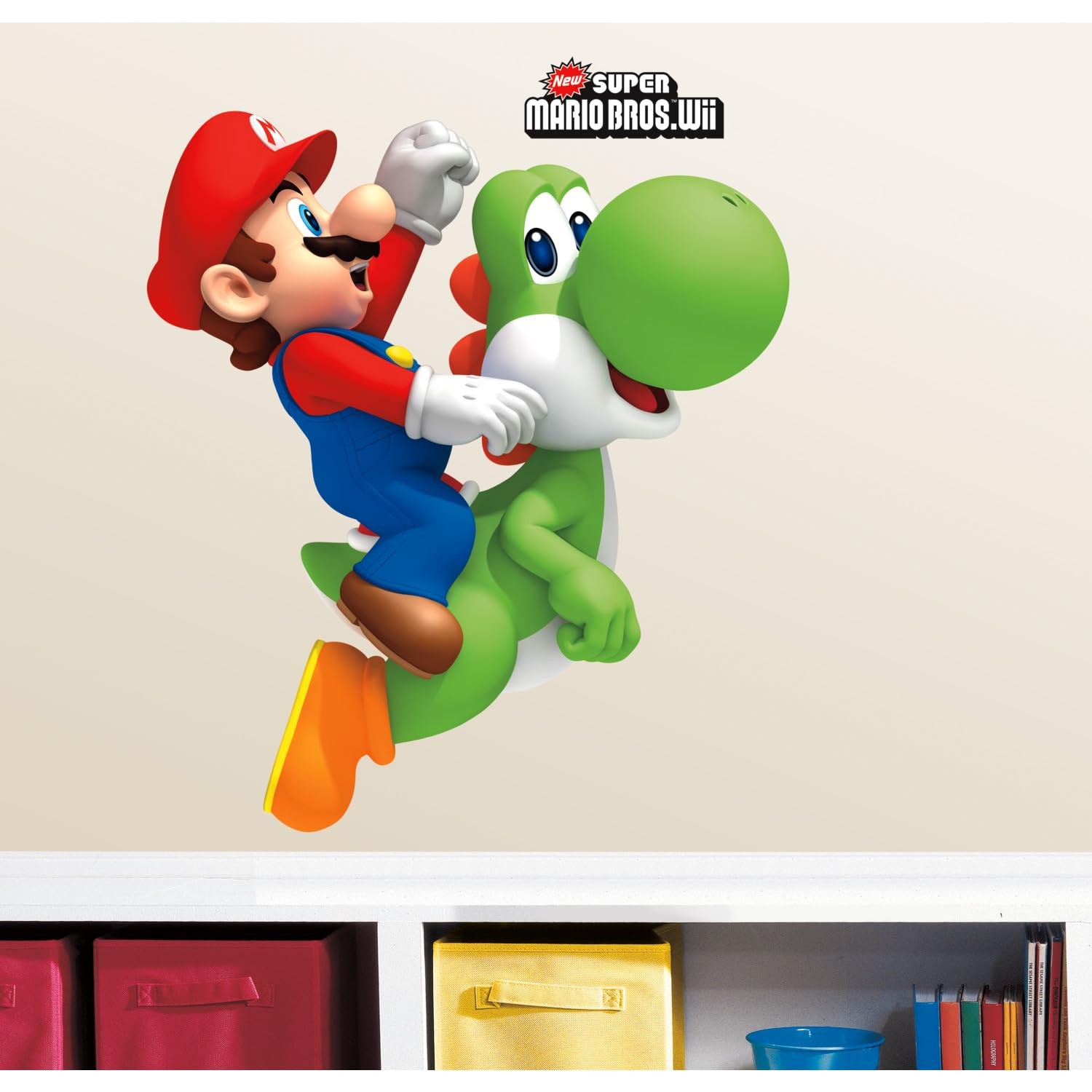 RMK1918GM Ninetendo Super Mario Bros. Yoshi and Mario Peel and Stick Giant Wa…