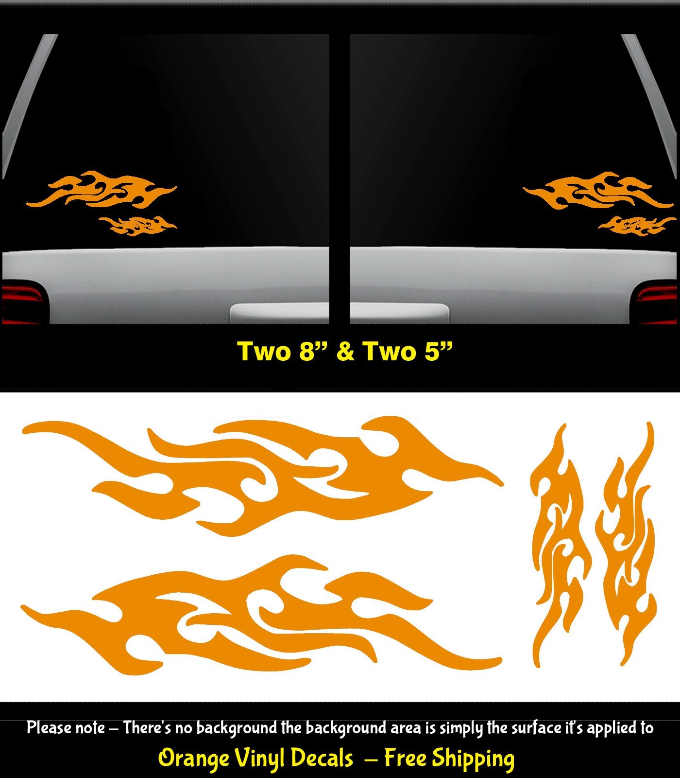 Racing Tribal Flames Hot Rod Fire Four Orange Vinyl Decal Car Truck Motorcycle